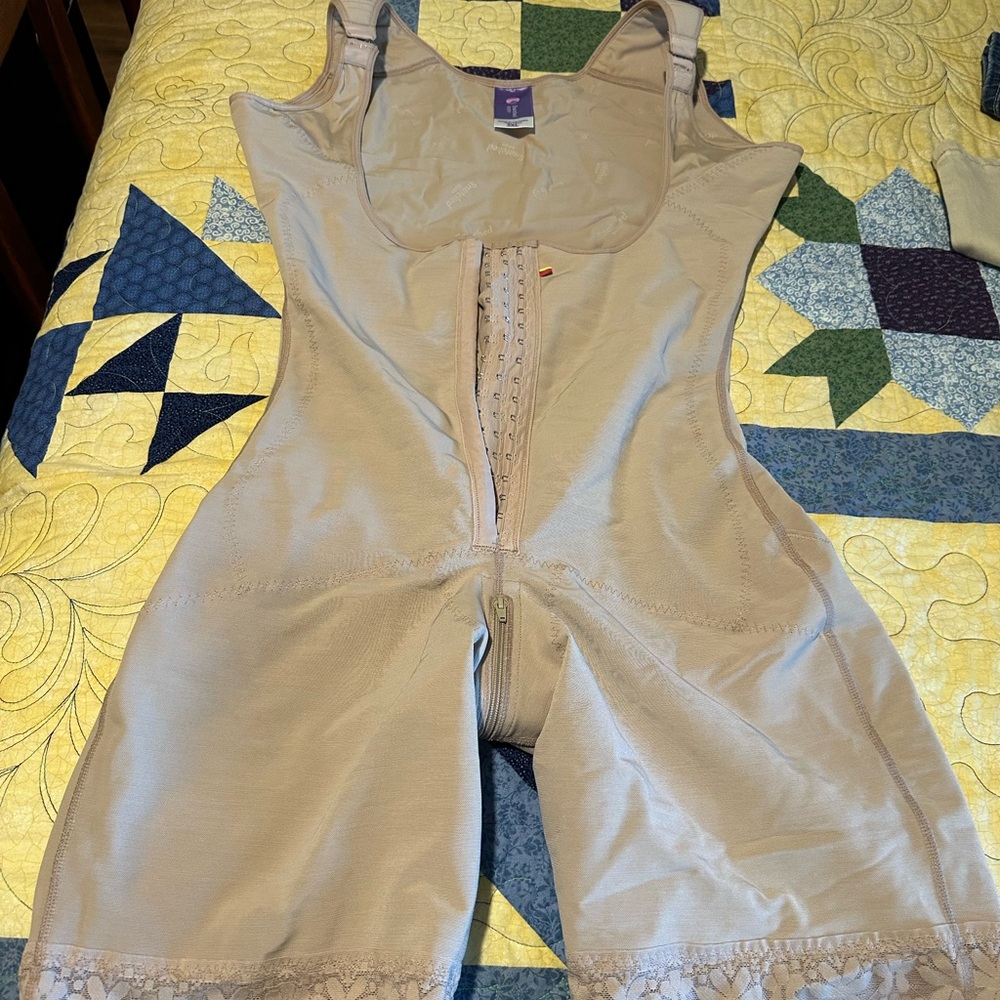 Tan Faja Shapewear compression garment. Zippered opening